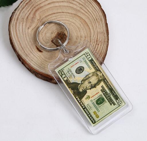 Wholesale usd dollar logo rectangle shape acrylic keychain