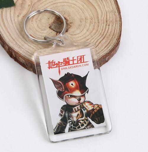 Promotional rectangle shape picture or photo acrylic keychain