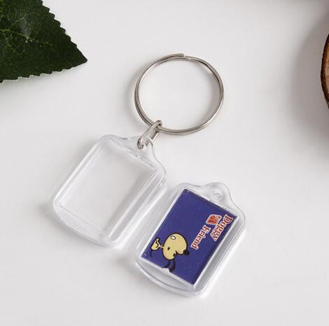 Promotional rectangle shape photo acrylic keychain
