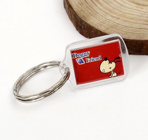 Promotional rectangle shape custom logo acrylic keychain