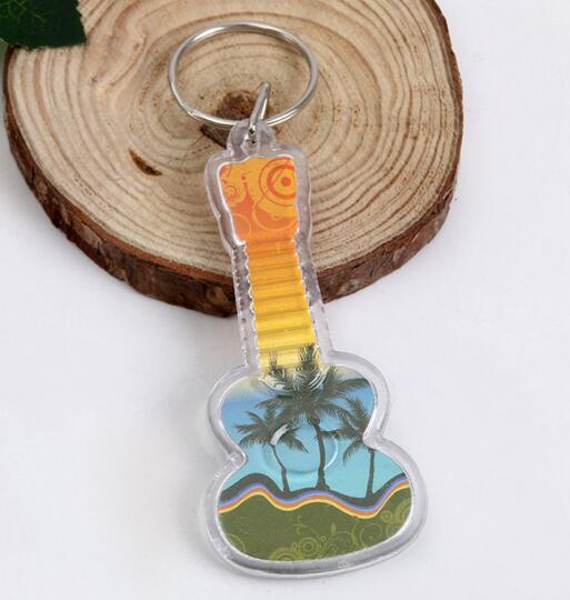 Promotinal guitar shape custom logo acrylic keychain
