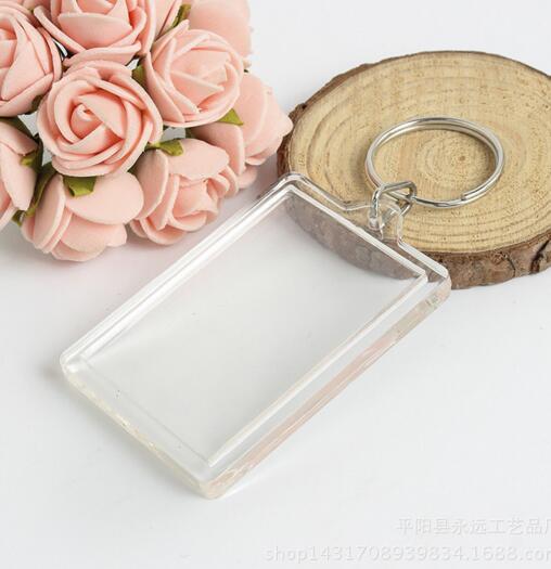 Promotional cheap style rectangle custom logo clear acrylic keychain