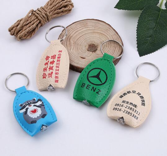 Wholesale custom logo led leather keychain
