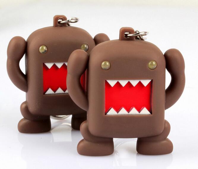 Promotional domo shape with sound and led flashlight cartoon animal toy keychain