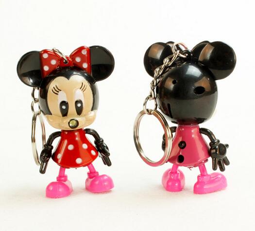 Promotional little mouse shape with led light animal keychain