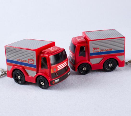 Promotional cheap style fire truck shape with sound and led light keychain