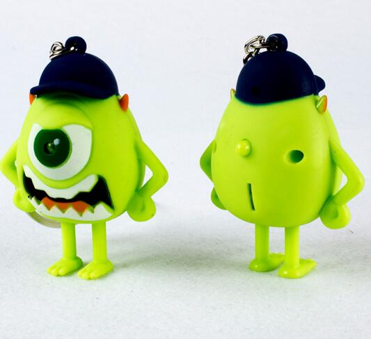Green color Mike Wazowski shape with sound animal led keychain