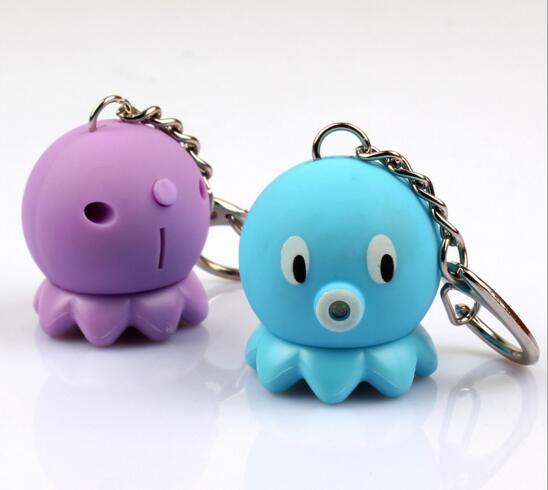 Promotional octopus shape with sound and led keychain