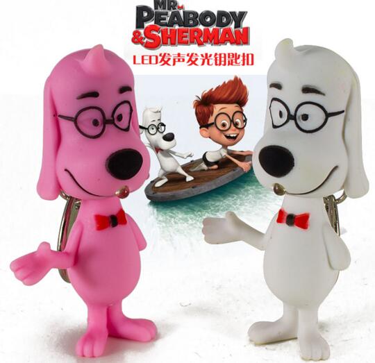 Promotional with glass dog shape with sound and led keychain