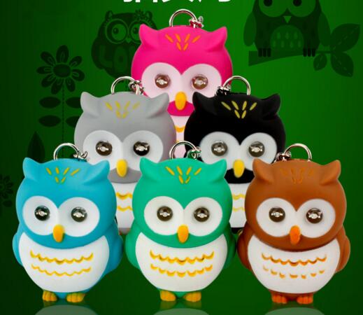 Promotional owl shape with sound and led keychain