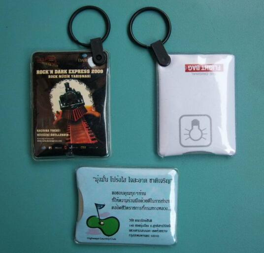 Promotional rectangle shape pvc led keychain