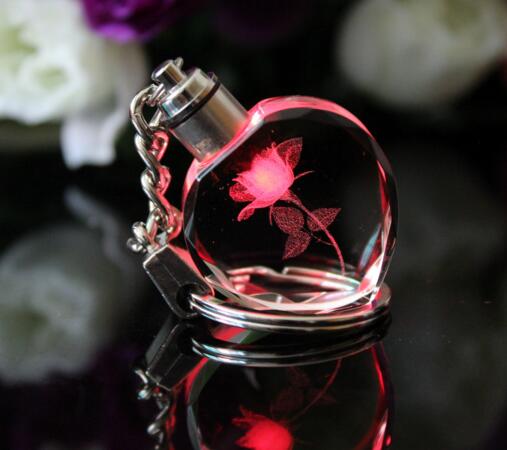 Promotional heart shape crystal led keychain