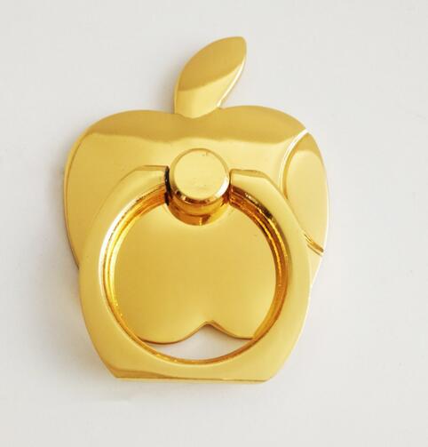 Promotional gold color zinc alloy material apple shape ring phone holder