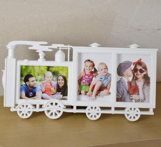 Promotional train shape 3pcs 6 inch baby photo fram