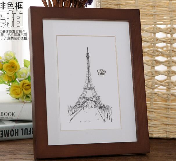 Promotional different size coffee color wood desk photo frame
