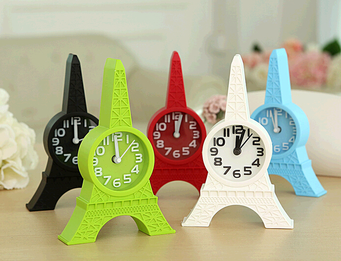 Fashional green color eiffel tower shape abs plastic desk digital clock