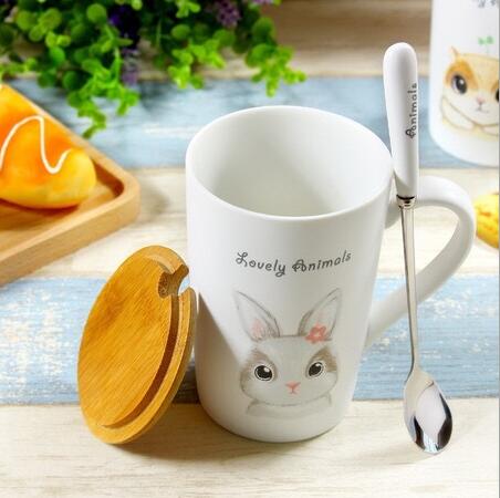 Promotional cheap style custom logo white color ceramic mug with wood lid