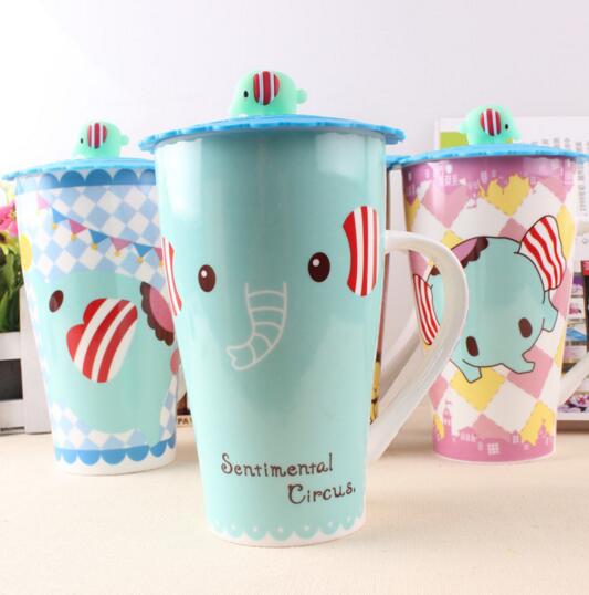 Promotional cartoon design custom logo ceramic mug with spoon
