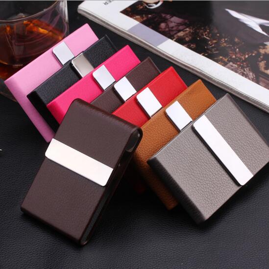 High quality red color pu metal name card holder