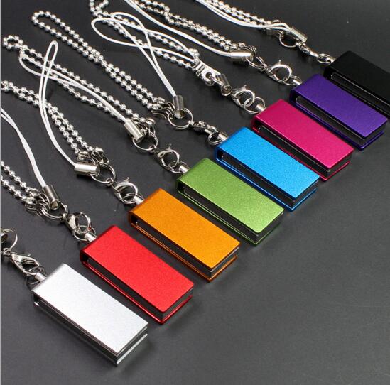 Custom logo swivel mini metal usb flash drive with keychain