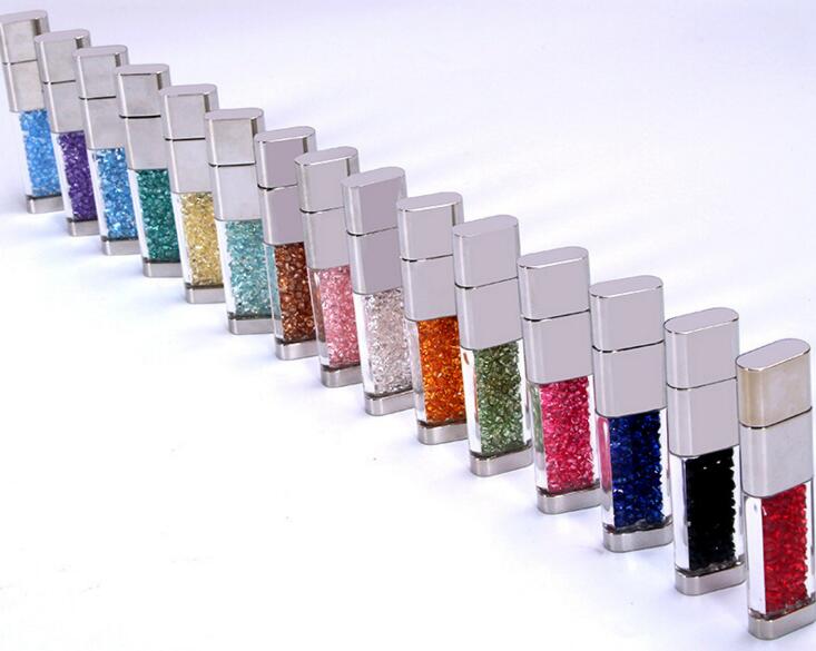 High qualityl rectangular shape with crystal inside usb flash drive for business gift