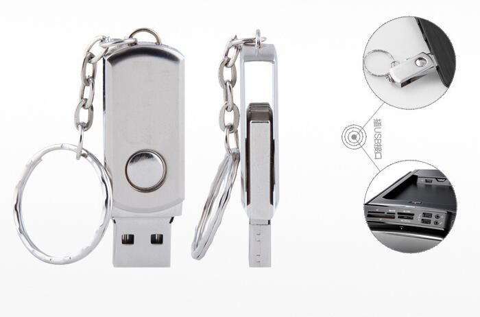 Promotional custom laser logo swivel style usb keychain