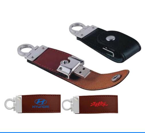 Promotional pu material usb flash drive keychain