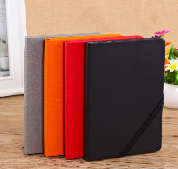 Customize emboss logo a5 size pu notebook with elastic rope