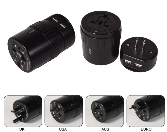 Promotional universal travel adaptor with 2 usb port with AU US UK EU Plug