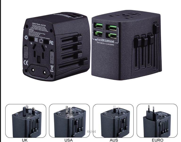 Wholesale 4 usb port universal travel adaptor