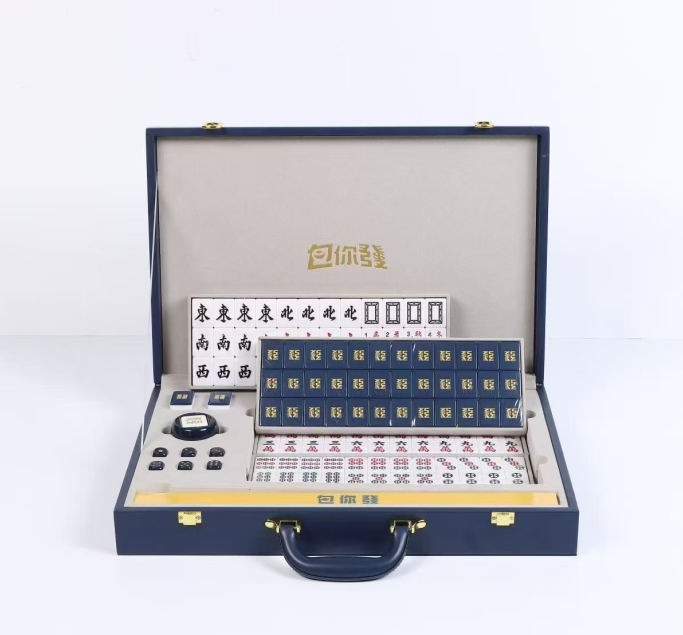 Wholesale customize logo chinese mahjong ties sets with red pu box Singapore Malaysia Chinese American